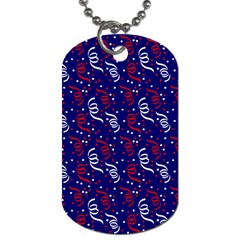 Red White And Blue Usa/uk/france Colored Party Streamers On Blue Dog Tag (one Side) by PodArtist