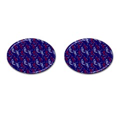 Red White And Blue Usa/uk/france Colored Party Streamers On Blue Cufflinks (oval) by PodArtist