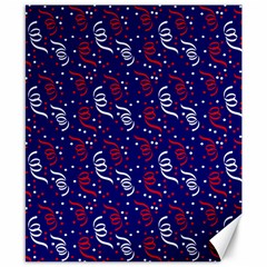 Red White And Blue Usa/uk/france Colored Party Streamers On Blue Canvas 8  X 10  by PodArtist