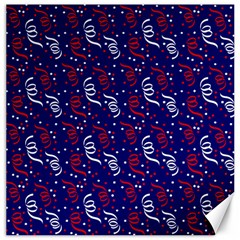 Red White And Blue Usa/uk/france Colored Party Streamers On Blue Canvas 12  X 12   by PodArtist