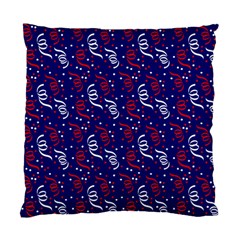 Red White And Blue Usa/uk/france Colored Party Streamers On Blue Standard Cushion Case (one Side) by PodArtist