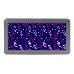 Red White And Blue Usa/uk/france Colored Party Streamers On Blue Memory Card Reader (mini) by PodArtist