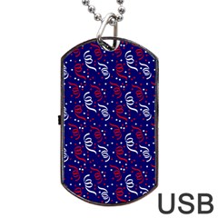 Red White And Blue Usa/uk/france Colored Party Streamers On Blue Dog Tag Usb Flash (two Sides) by PodArtist