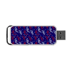 Red White And Blue Usa/uk/france Colored Party Streamers On Blue Portable Usb Flash (two Sides) by PodArtist