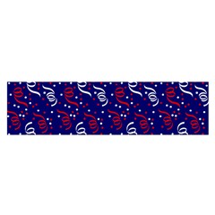 Red White And Blue Usa/uk/france Colored Party Streamers On Blue Satin Scarf (oblong) by PodArtist