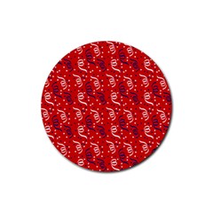 Red White And Blue Usa/uk/france Colored Party Streamers Rubber Coaster (round)  by PodArtist