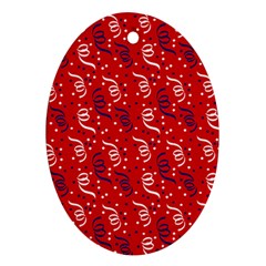 Red White And Blue Usa/uk/france Colored Party Streamers Oval Ornament (two Sides) by PodArtist