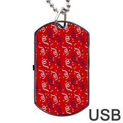 Red White And Blue Usa/uk/france Colored Party Streamers Dog Tag Usb Flash (two Sides) by PodArtist