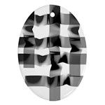 Geometry Square Black And White Ornament (Oval) Front