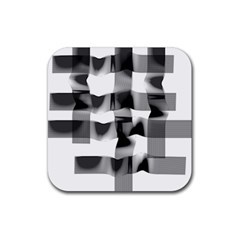 Geometry Square Black And White Rubber Coaster (square)  by Sapixe
