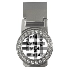 Geometry Square Black And White Money Clips (cz) 