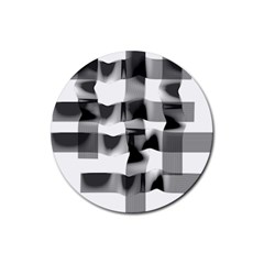Geometry Square Black And White Rubber Coaster (round)  by Sapixe