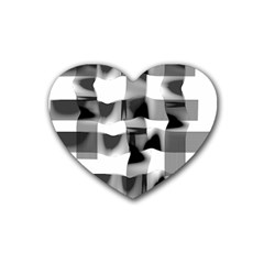 Geometry Square Black And White Rubber Coaster (heart)  by Sapixe