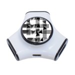 Geometry Square Black And White 3-Port USB Hub Front