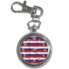 244776512ny Usa Skyline In Red White & Blue Stripes Nyc New York Manhattan Skyline Silhouette Key Chain Watches by PodArtist