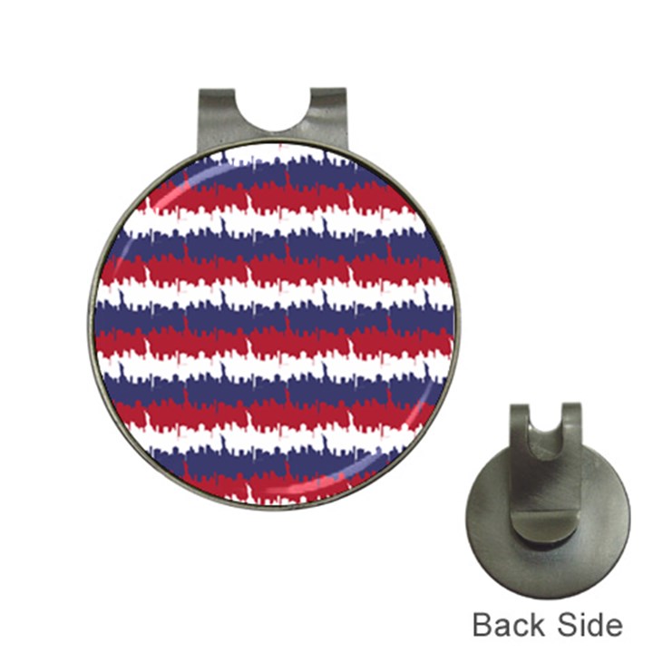 244776512NY USA Skyline in Red White & Blue Stripes NYC New York Manhattan Skyline Silhouette Hat Clips with Golf Markers