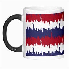 244776512ny Usa Skyline In Red White & Blue Stripes Nyc New York Manhattan Skyline Silhouette Morph Mugs by PodArtist