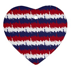 244776512ny Usa Skyline In Red White & Blue Stripes Nyc New York Manhattan Skyline Silhouette Heart Ornament (two Sides) by PodArtist