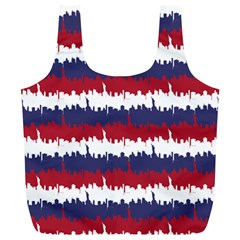 244776512ny Usa Skyline In Red White & Blue Stripes Nyc New York Manhattan Skyline Silhouette Full Print Recycle Bags (l)  by PodArtist