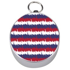 244776512ny Usa Skyline In Red White & Blue Stripes Nyc New York Manhattan Skyline Silhouette Silver Compasses by PodArtist