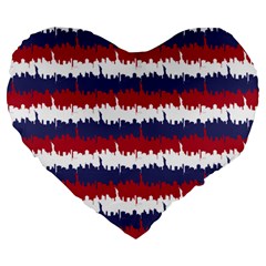 244776512ny Usa Skyline In Red White & Blue Stripes Nyc New York Manhattan Skyline Silhouette Large 19  Premium Flano Heart Shape Cushions by PodArtist