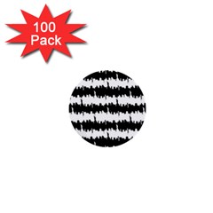 Black & White Stripes Nyc New York Manhattan Skyline Silhouette 1  Mini Buttons (100 Pack)  by PodArtist