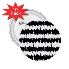 Black & White Stripes Nyc New York Manhattan Skyline Silhouette 2 25  Buttons (10 Pack)  by PodArtist