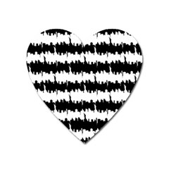 Black & White Stripes Nyc New York Manhattan Skyline Silhouette Heart Magnet by PodArtist