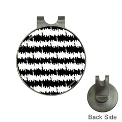 Black & White Stripes Nyc New York Manhattan Skyline Silhouette Hat Clips With Golf Markers by PodArtist