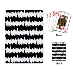 Black & White Stripes Nyc New York Manhattan Skyline Silhouette Playing Card by PodArtist