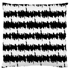 Black & White Stripes Nyc New York Manhattan Skyline Silhouette Large Flano Cushion Case (one Side) by PodArtist