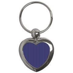 Subtle Textures Usa Flag Blue Mattress Ticking Pattern Key Chains (heart)  by PodArtist