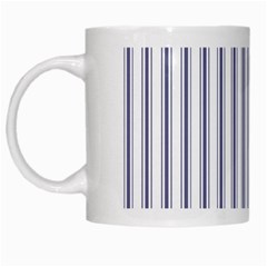 Mattress Ticking Wide Striped Pattern In Usa Flag Blue And White White Mugs by PodArtist