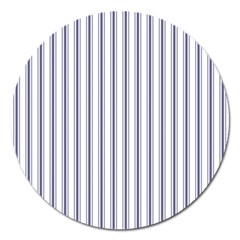 Mattress Ticking Wide Striped Pattern In Usa Flag Blue And White Magnet 5  (round)