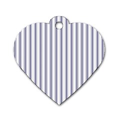 Mattress Ticking Wide Striped Pattern In Usa Flag Blue And White Dog Tag Heart (one Side) by PodArtist