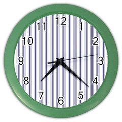 Mattress Ticking Wide Striped Pattern In Usa Flag Blue And White Color Wall Clocks by PodArtist