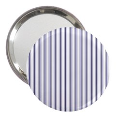 Mattress Ticking Wide Striped Pattern In Usa Flag Blue And White 3  Handbag Mirrors by PodArtist