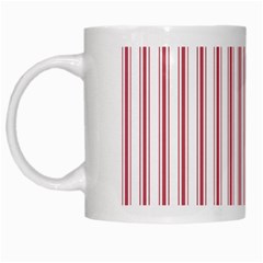 Mattress Ticking Wide Striped Pattern in USA Flag Red and White White Mugs