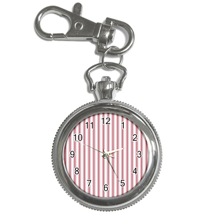 Mattress Ticking Wide Striped Pattern in USA Flag Red and White Key Chain Watches