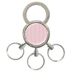 Mattress Ticking Wide Striped Pattern in USA Flag Red and White 3-Ring Key Chains