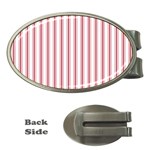 Mattress Ticking Wide Striped Pattern in USA Flag Red and White Money Clips (Oval)  Front