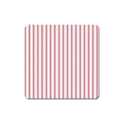 Mattress Ticking Wide Striped Pattern in USA Flag Red and White Square Magnet