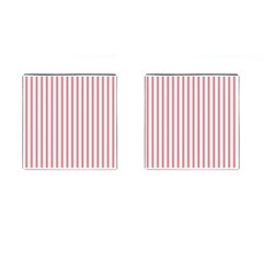 Mattress Ticking Wide Striped Pattern in USA Flag Red and White Cufflinks (Square)