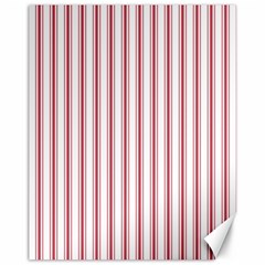 Mattress Ticking Wide Striped Pattern in USA Flag Red and White Canvas 11  x 14  