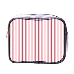 Mattress Ticking Wide Striped Pattern in USA Flag Red and White Mini Toiletries Bags