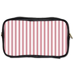 Mattress Ticking Wide Striped Pattern in USA Flag Red and White Toiletries Bags
