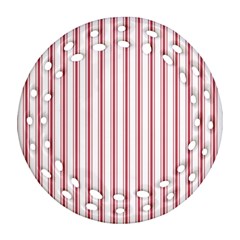 Mattress Ticking Wide Striped Pattern in USA Flag Red and White Ornament (Round Filigree)