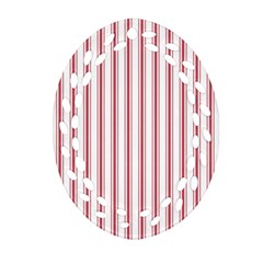 Mattress Ticking Wide Striped Pattern in USA Flag Red and White Ornament (Oval Filigree)