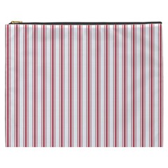 Mattress Ticking Wide Striped Pattern in USA Flag Red and White Cosmetic Bag (XXXL) 