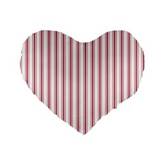 Mattress Ticking Wide Striped Pattern in USA Flag Red and White Standard 16  Premium Heart Shape Cushions